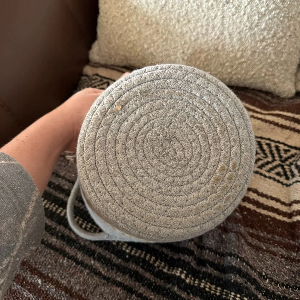 Small Gray and Tan Woven Basket
